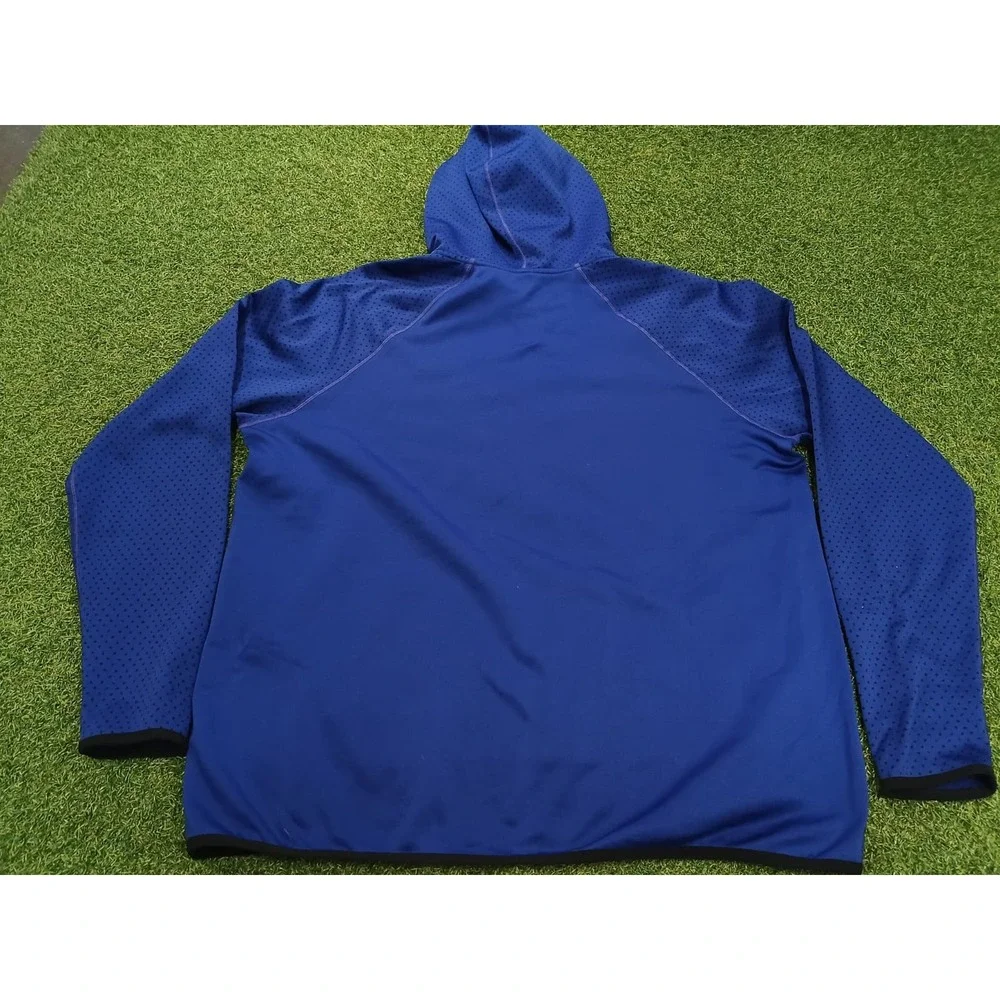 Nike Dri Fit Hoodie Mens XL Blue Spellout Graphic Raglan‎ Sleeve Fleece Lined